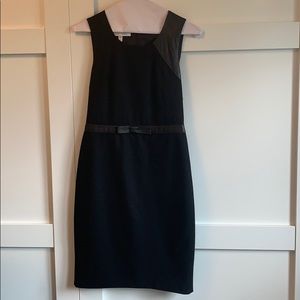 Judith & Charles black wool dress with leather.